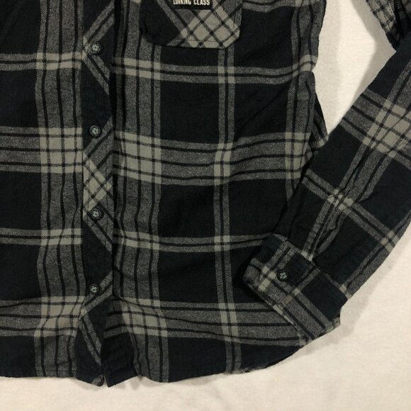 Lurking Class Top Womens Medium Flannel Button Front Shirt Hood Graphic Skull - Picture 5 of 16